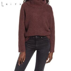 Leith Dolman Soft Ribbed Knit Turtleneck Burgundy‎ Sweater NWT
